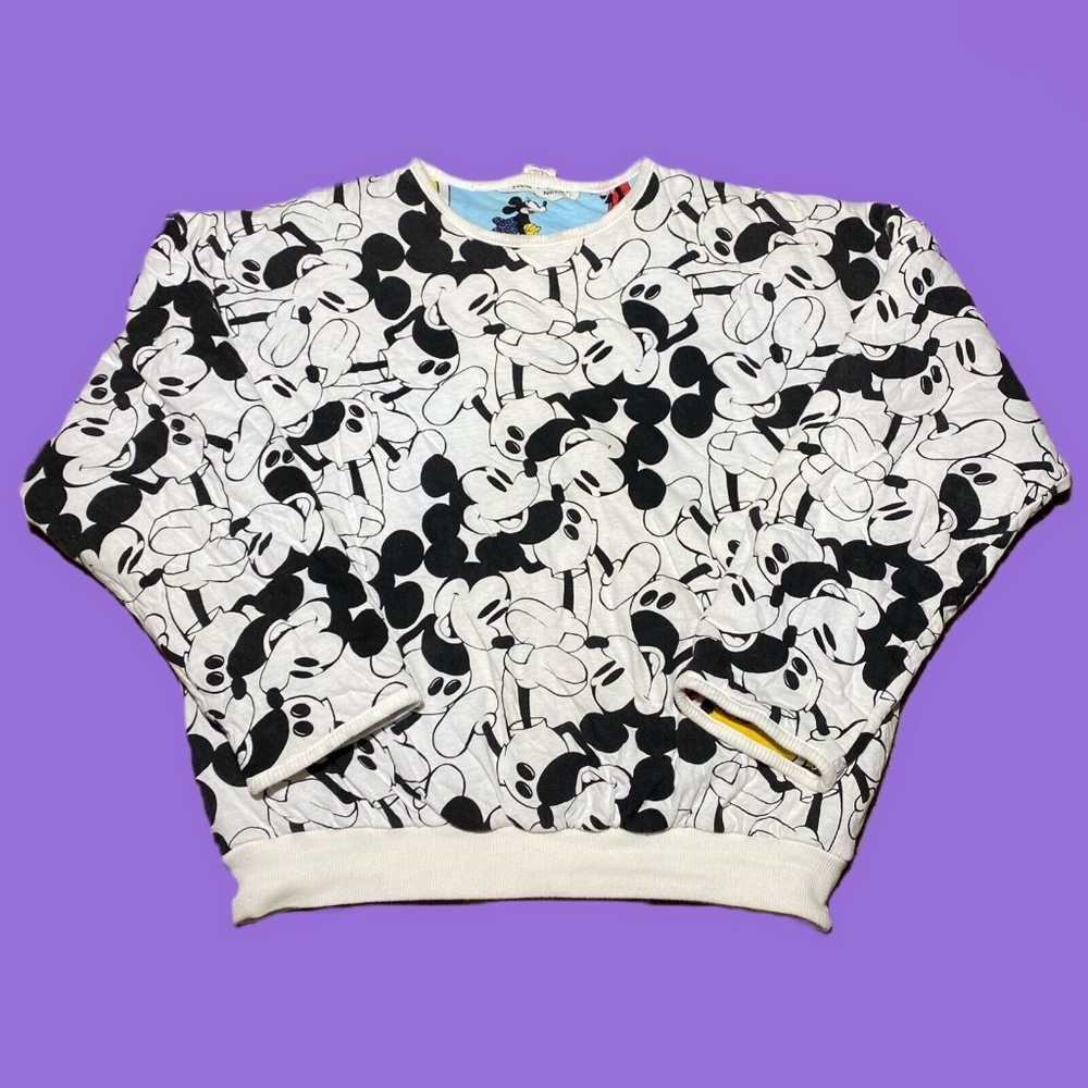 Vintage 90s Mickey & Co. Comic All Over Print Reversible Puffy Sweatshirt size M